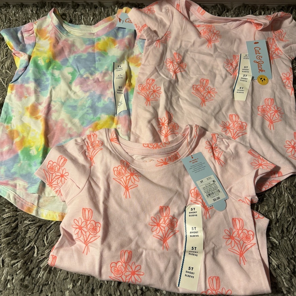 3 Pack Of Cat&Jack Size 5T Girls Shirt